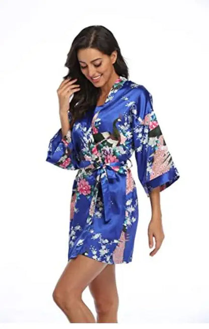 Fashion Satin Robe Female Bathrobe Sexy peignoir femme Silk Kimono Bride Dressing gown sleepwear Night Grow For Women