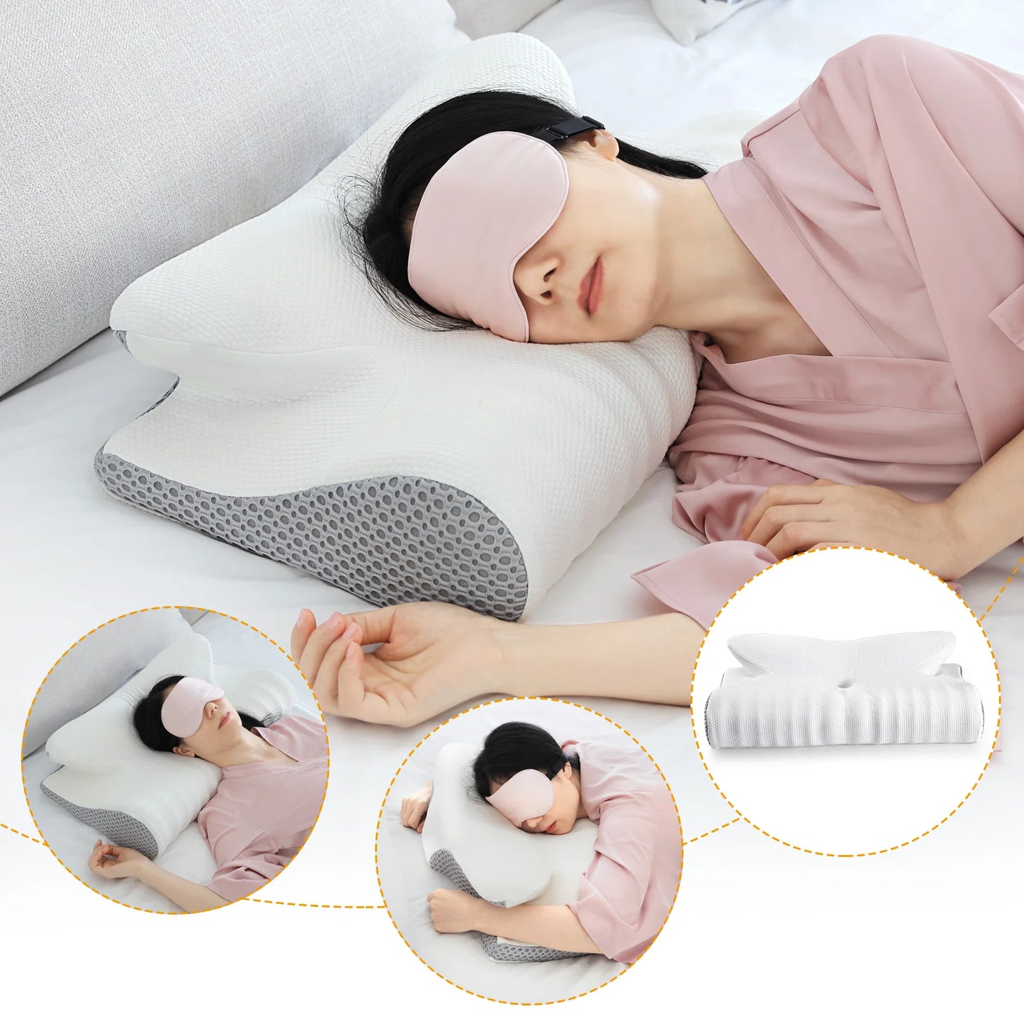 Fuloon Contour Memory Foam Cervical Pillow Ergonomic Orthopedic Neck Pain Pillow for Side Back Stomach Sleeper Remedial Pillows San Remo Shops