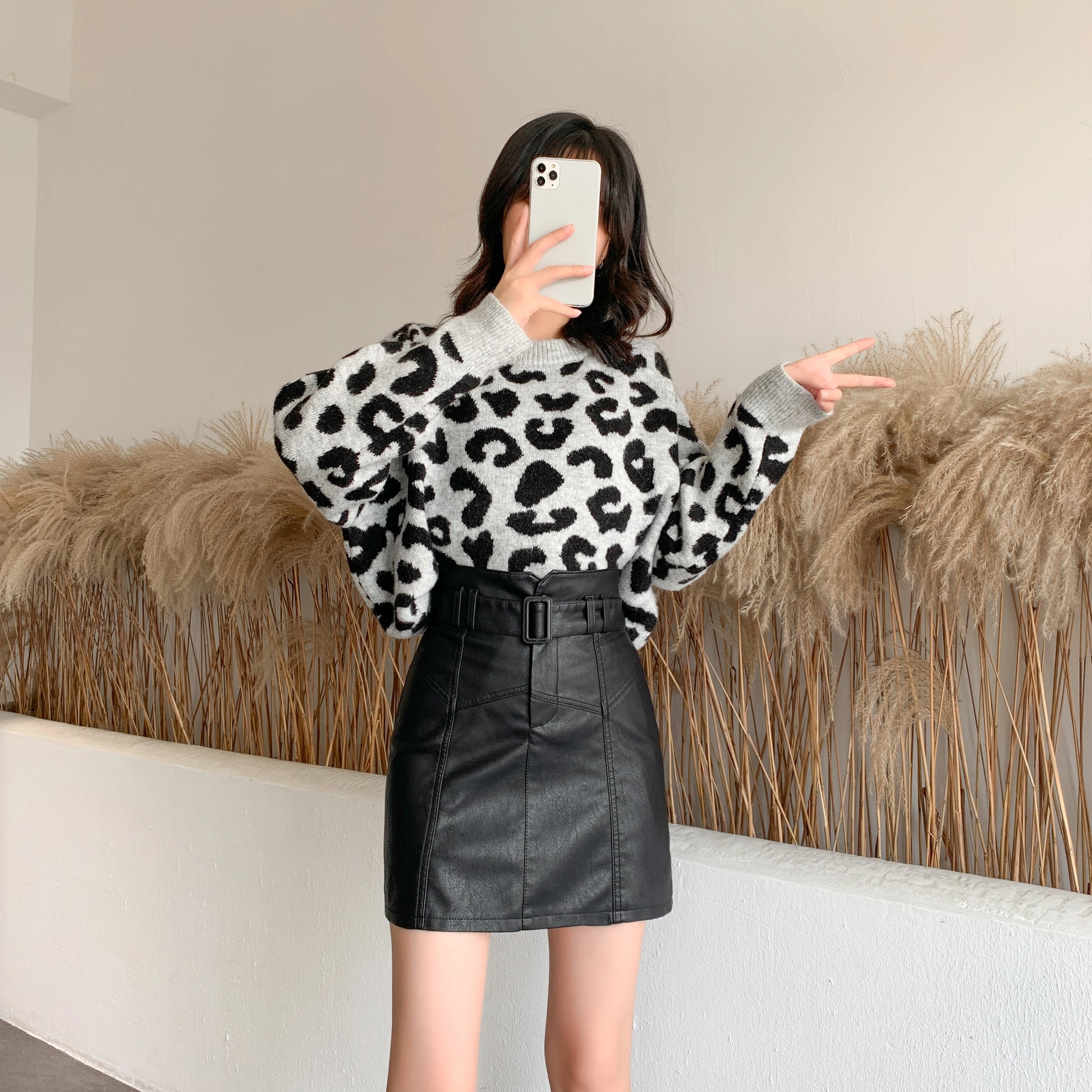 QoerliN Washed PU Leather Skirt Korean Slim High Waist Shorts Skirt Female Belt Mini Skirts Safety Liner Shorts Skirts Desers