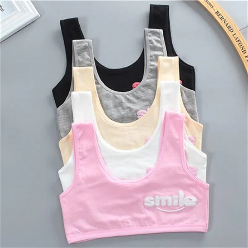 Teen bra girl vest Cotton Spandex Big Girl's Sport 7-14 Years Adolescente Kids Underwear Letter Racerback Training 1 piece eprolo