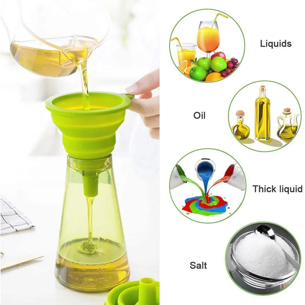 3 pc Silicone Collapsible Foldable Funnel  Household Kitchen Cooking Tools Portable Wine Mini Portable Oil Pot Funnel San Remo Shops