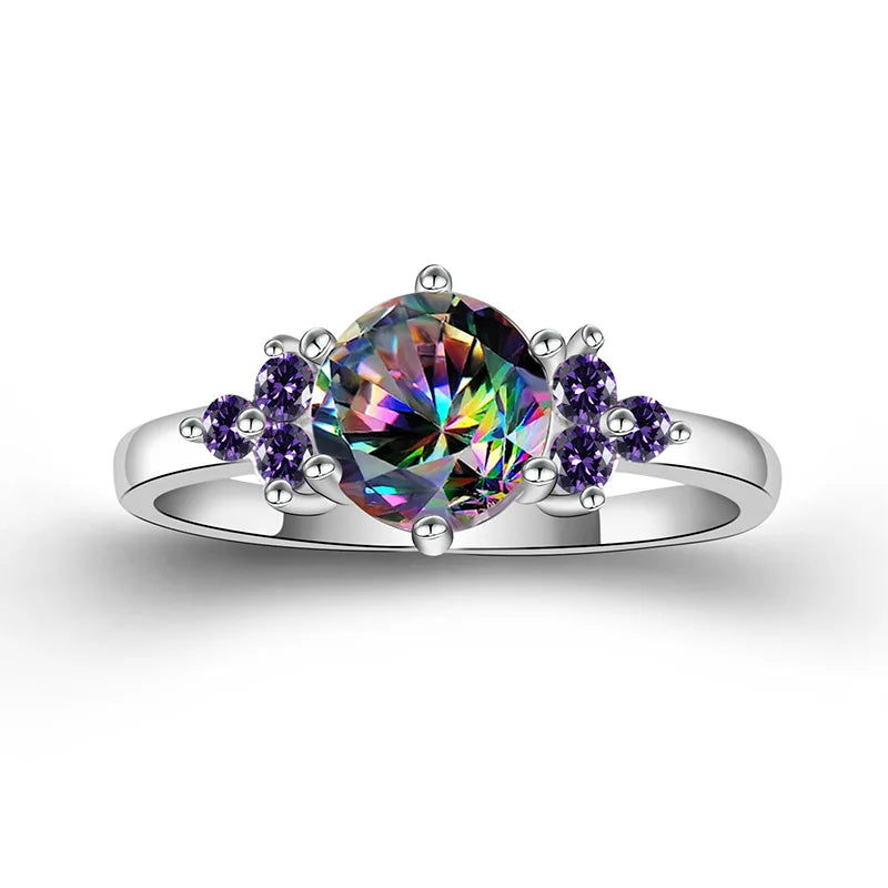 Cellacity Gemstone Ring for Women Charms Silver 925 Jewelry Colorful Zircon Topaz Trendy Female Accessory Delicate Dating Gift San Remo