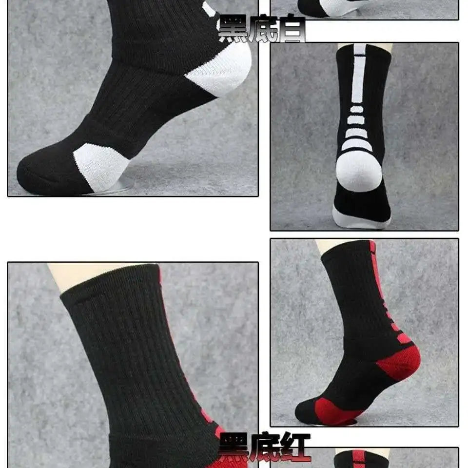 men‘s Fitness Running Bike Cycling Hiking White Black Sport Socks Outdoor Basketball Football Soccer Compression Sock Calcetines