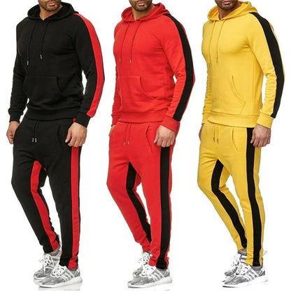Men's 2 Piece Tracksuit Stripes Casual Long Sleeve Warm Moisture Wicking Breathable