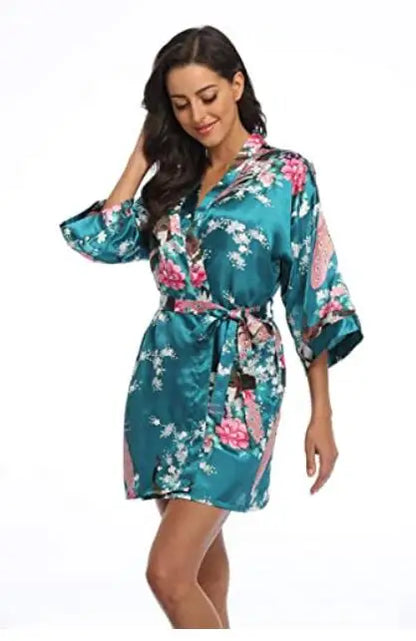 Fashion Satin Robe Female Bathrobe Sexy peignoir femme Silk Kimono Bride Dressing gown sleepwear Night Grow For Women