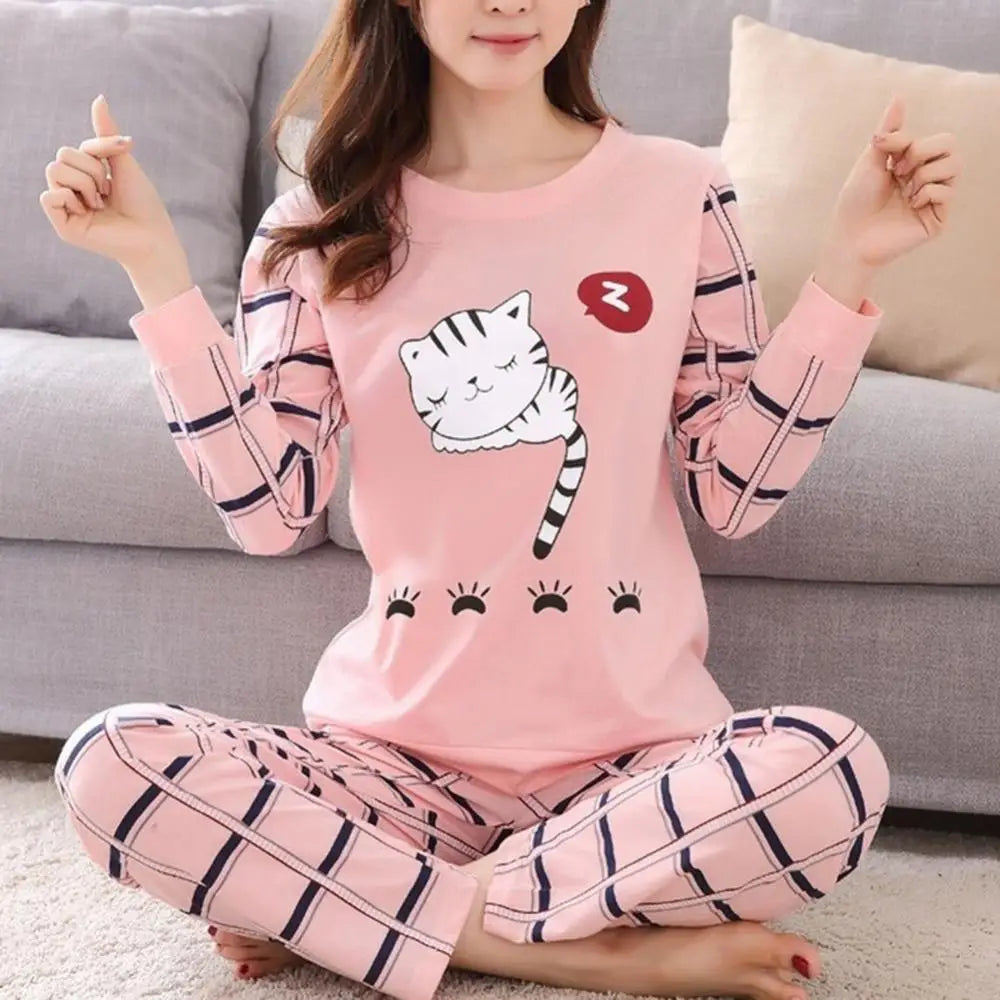 O-Neck Long Sleeve Pajamas Two Piece Home Wear San Remo