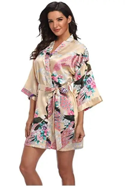 Fashion Satin Robe Female Bathrobe Sexy peignoir femme Silk Kimono Bride Dressing gown sleepwear Night Grow For Women