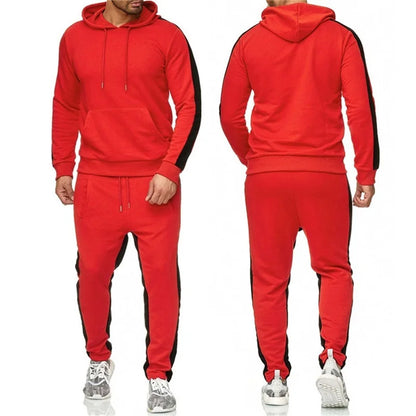 Men's 2 Piece Tracksuit Stripes Casual Long Sleeve Warm Moisture Wicking Breathable