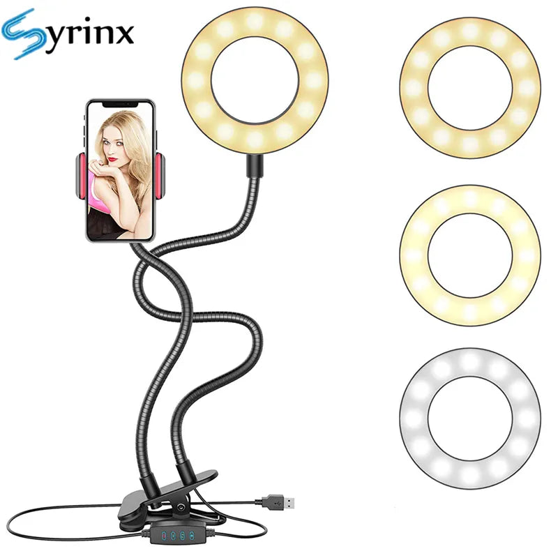 2024 Selfie Ring Light With Flexible Mobile Phone Holder Lazy Bracket Desk Lamp LED For Youtube Live Stream Office Kitchen Stand San Remo Shops