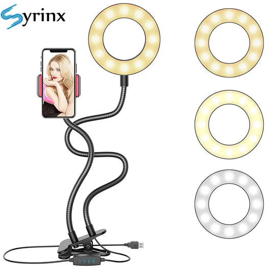 2024 Selfie Ring Light With Flexible Mobile Phone Holder Lazy Bracket Desk Lamp LED For Youtube Live Stream Office Kitchen Stand San Remo Shops