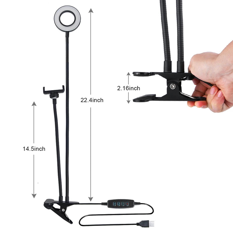 2024 Selfie Ring Light With Flexible Mobile Phone Holder Lazy Bracket Desk Lamp LED For Youtube Live Stream Office Kitchen Stand San Remo Shops