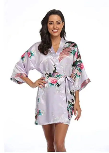 Fashion Satin Robe Female Bathrobe Sexy peignoir femme Silk Kimono Bride Dressing gown sleepwear Night Grow For Women