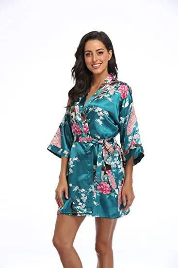 Fashion Satin Robe Female Bathrobe Sexy peignoir femme Silk Kimono Bride Dressing gown sleepwear Night Grow For Women