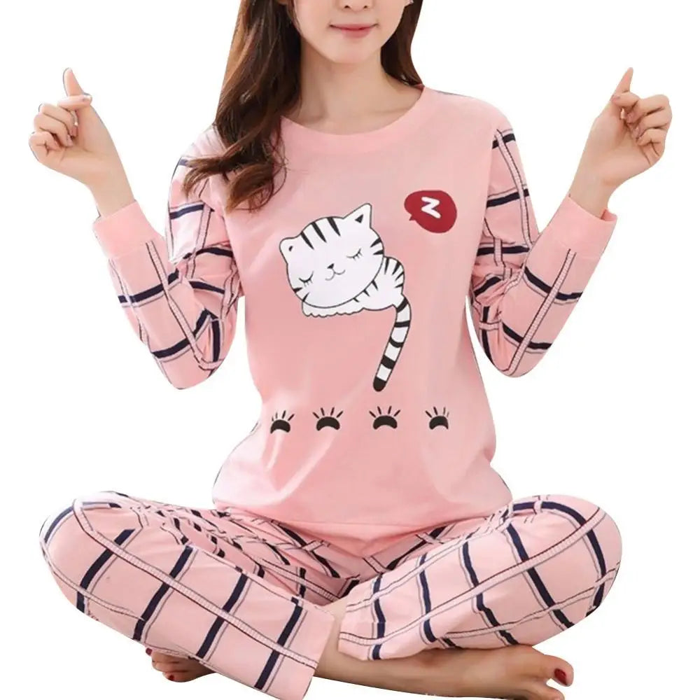 O-Neck Long Sleeve Pajamas Two Piece Home Wear San Remo