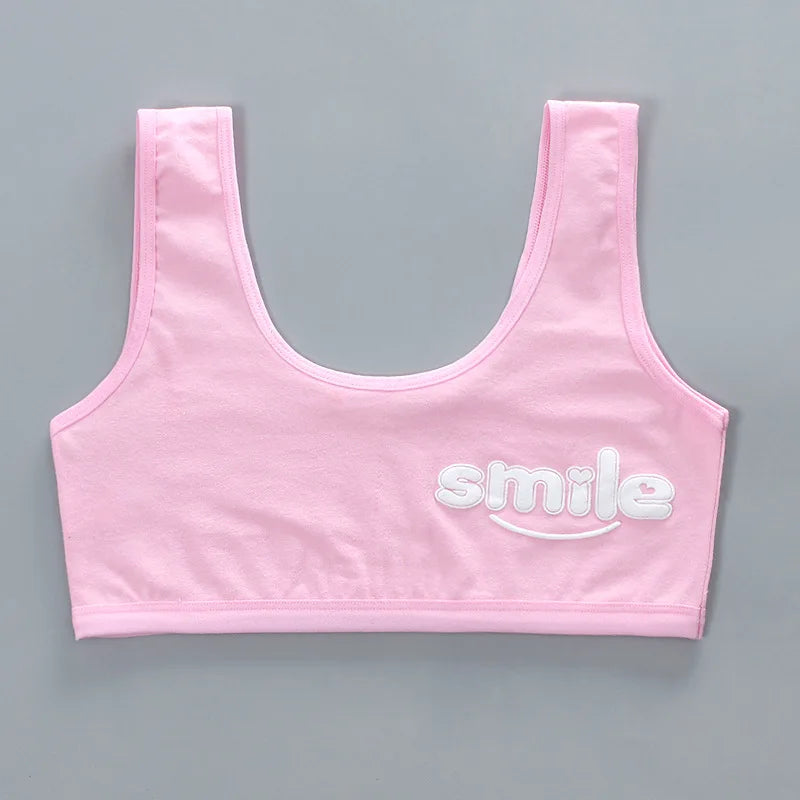 Teen bra girl vest Cotton Spandex Big Girl's Sport 7-14 Years Adolescente Kids Underwear Letter Racerback Training 1 piece eprolo