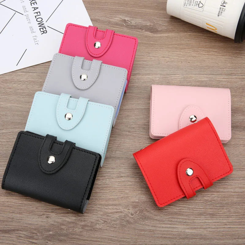 1PCS PU leather soft card holder color multi-card holder male and female bank card holder simple travel solid color small gift San Remo