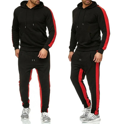 Men's 2 Piece Tracksuit Stripes Casual Long Sleeve Warm Moisture Wicking Breathable