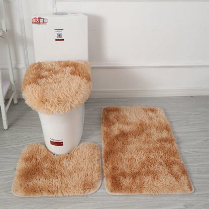 3pcs/set Tie-Dye Colorful Bathroom Mat Set Non-slip Bath WC Carpets Rectangle U-shape Bathroom Toilet Rugs And Lid Cover Kit San Remo Shops