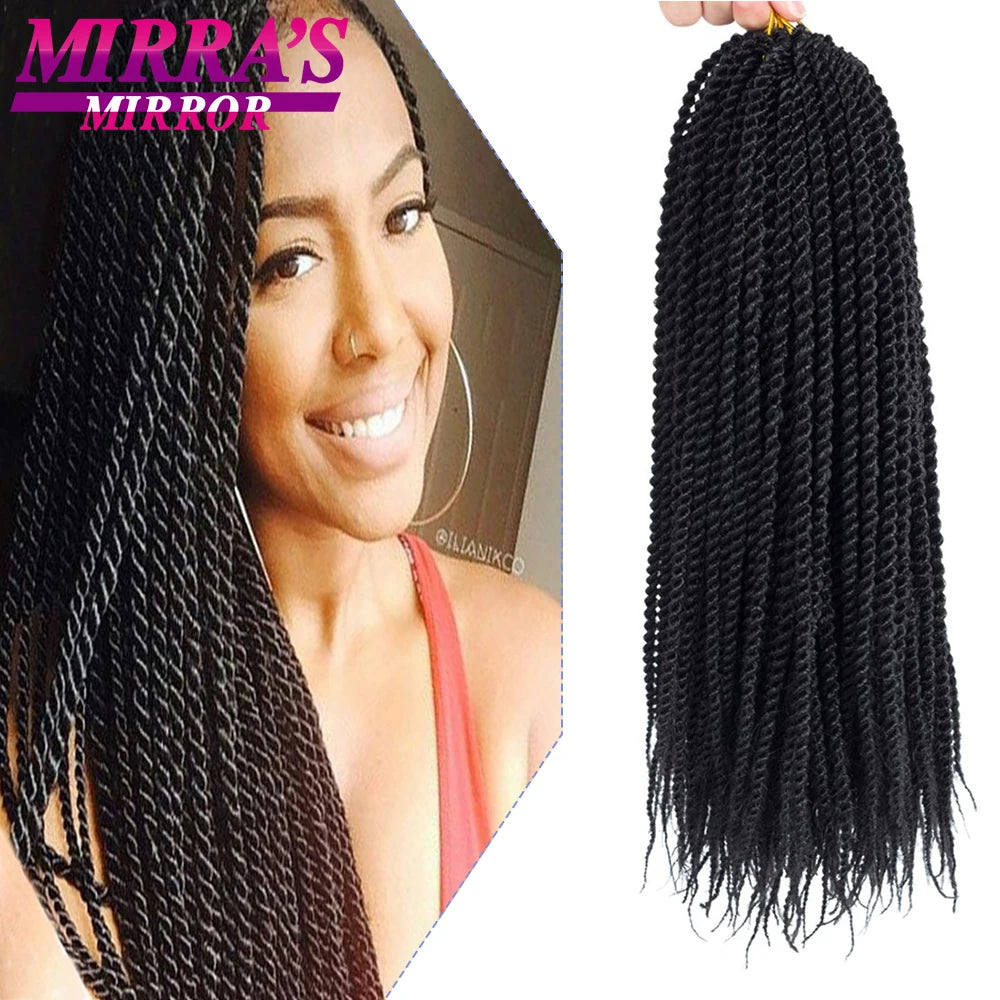 Mirra's Mirror Senegalese Twist Crochet Hair 6Packs 14" 18" Crochet Braids For Black Women 30 Strands/Pack Black Dark Brown San Remo