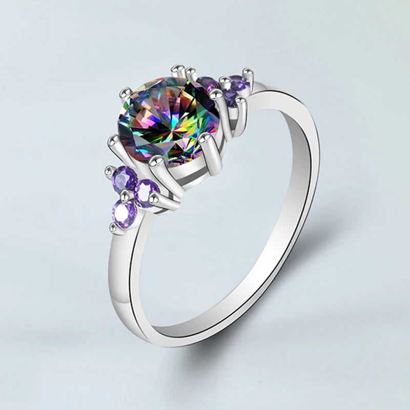 Cellacity Gemstone Ring for Women Charms Silver 925 Jewelry Colorful Zircon Topaz Trendy Female Accessory Delicate Dating Gift San Remo