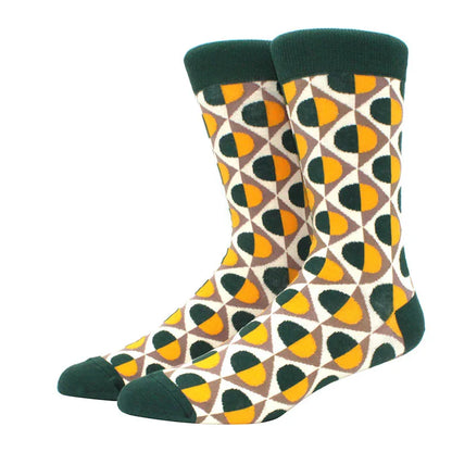 Men Socks  Colorful Cotton Geometric Lattice stripe