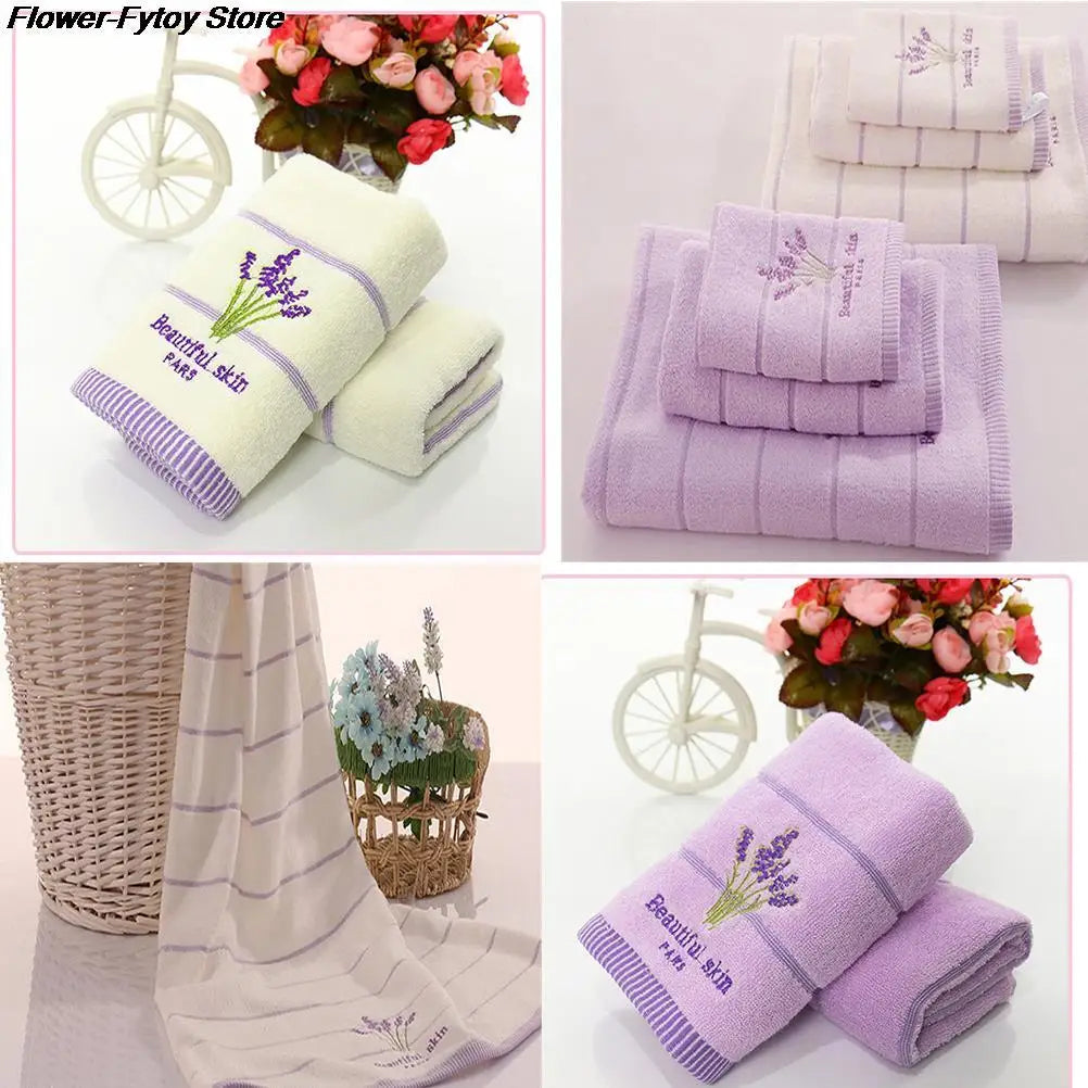 33*74cm Embroidery Towels Beautiful Skin Lavender Flowers Cotton Fabric Fragrant Smell Washcloths Towels San Remo Shops