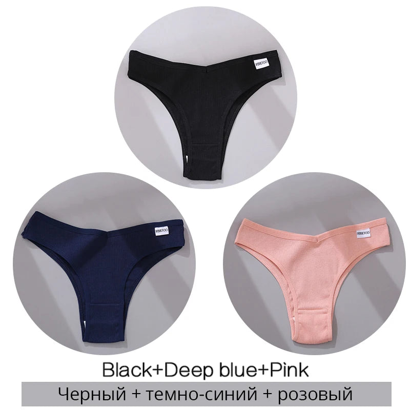 Black, deep blue, and pink ribbed women's underwear set with branded labels