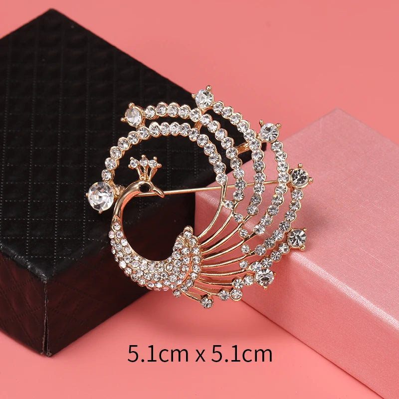 Baiduqiandu Color Crystal Rhinestones Peacock Brooch Pins for Women San Remo Shops