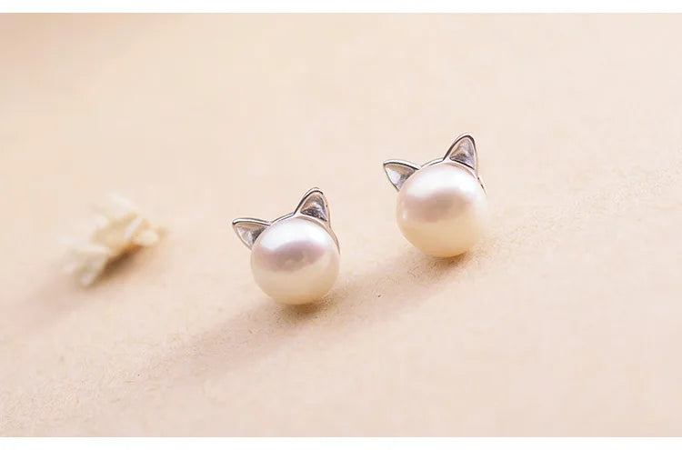 Fashion Hypoallergenic Pearl Cute Cat Stud Earring For Women Girls Wedding Party Jewelry Brincos Pendientes EH593 San Remo