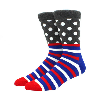 Men Socks  Colorful Cotton Geometric Lattice stripe