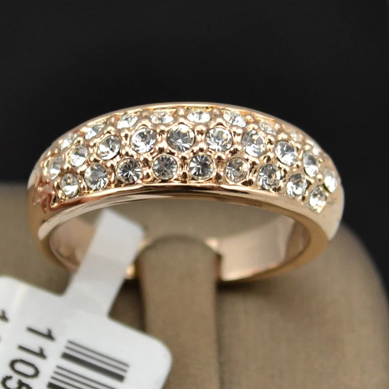 UMODE Classic Anillos Mujer Bague Aros Rose Gold Color Rhinestones Studded Finger Rings JR0084A Desers