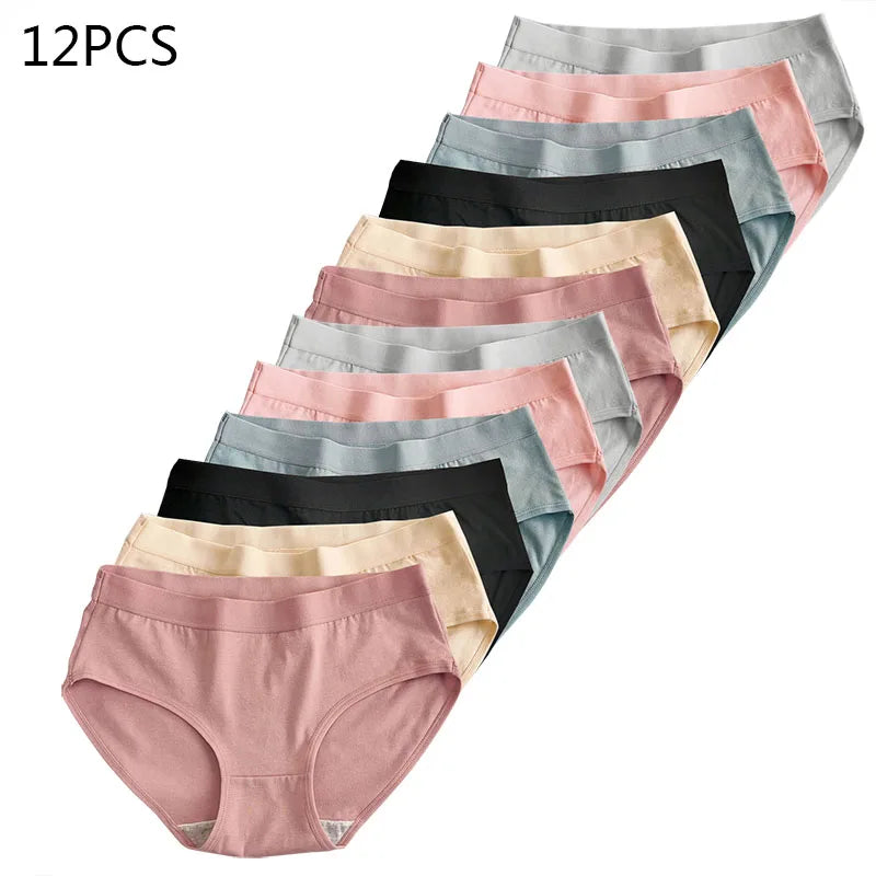 12 pieces of cotton Women's underwear  low waist  comfortable breathable antibacterial