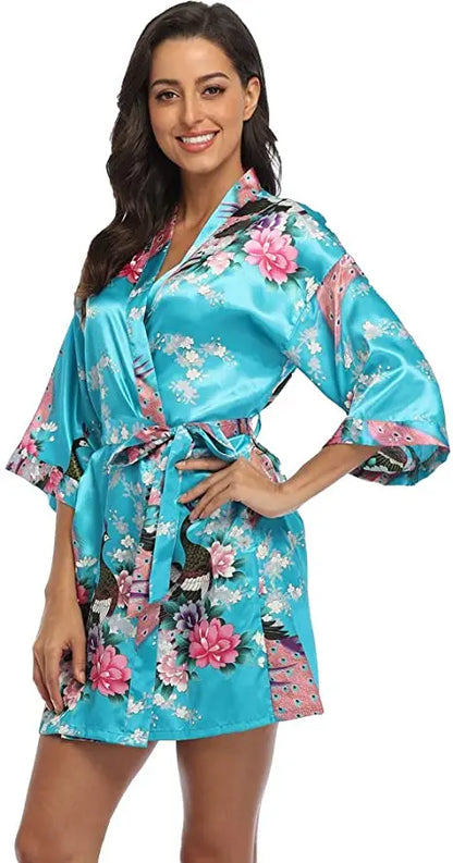 Fashion Satin Robe Female Bathrobe Sexy peignoir femme Silk Kimono Bride Dressing gown sleepwear Night Grow For Women
