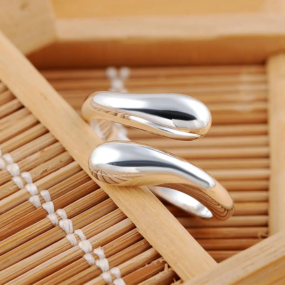 Free shipping silver color for women men Charm fashion Hot Sell smooth Drop open Ring jewelry Lowest Factory Price  R12 San Remo