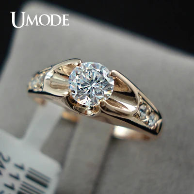 UMODE  Rose Gold Color Mounting anel feminino aneis bijoux 0.5 ct Zirconia  Engagement Jewelry Rings JR0064A Desers