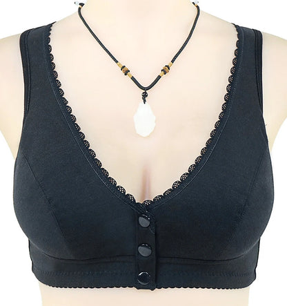 Cotton Bra Wireless Lace Front Closure