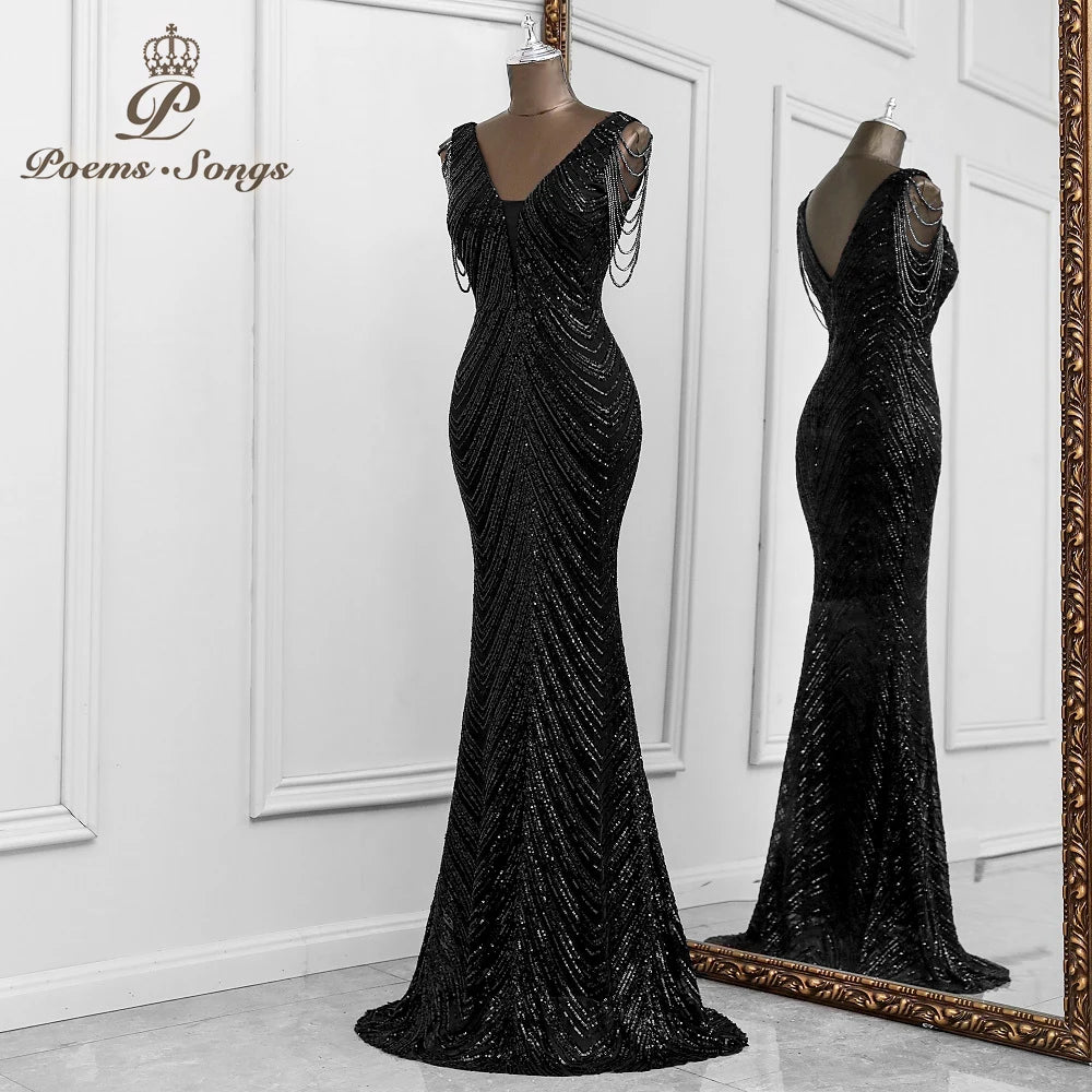 Sexy mermaid black evening dresses vestidos elegantes para mujer de noche largo soiree de mariage robe femme vestidos prom dress San Remo Shops