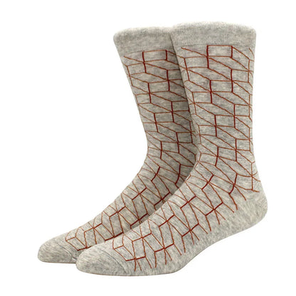 Men Socks  Colorful Cotton Geometric Lattice stripe