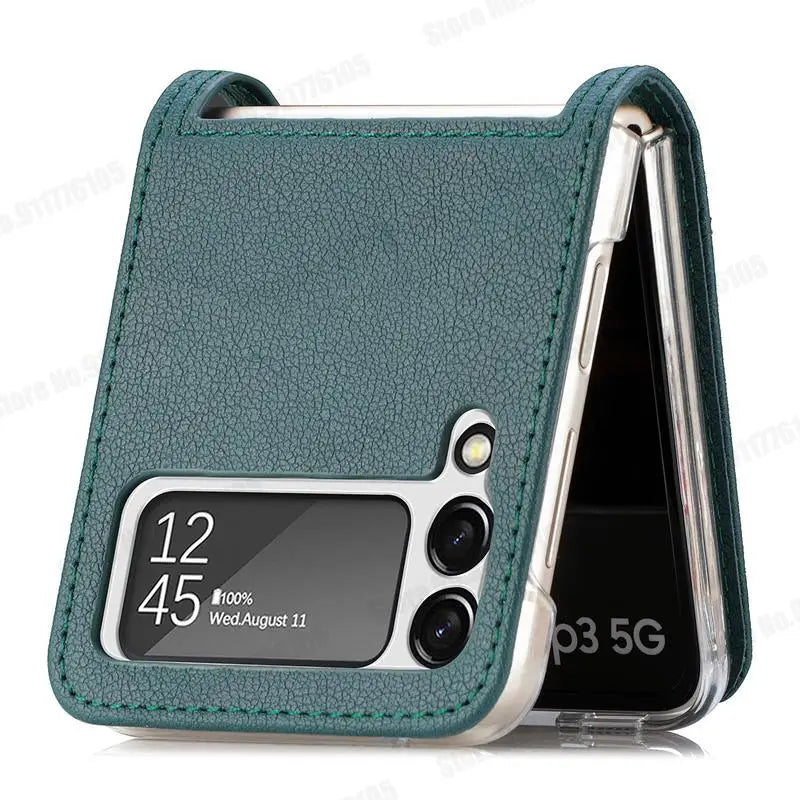 Leather Card Slot Phone Case for Samsung Z Flip 3 Hard PC Protective Cover For Galaxy Z Flip3 4 SM-F711B Ultra Slim Phone Case San Remo