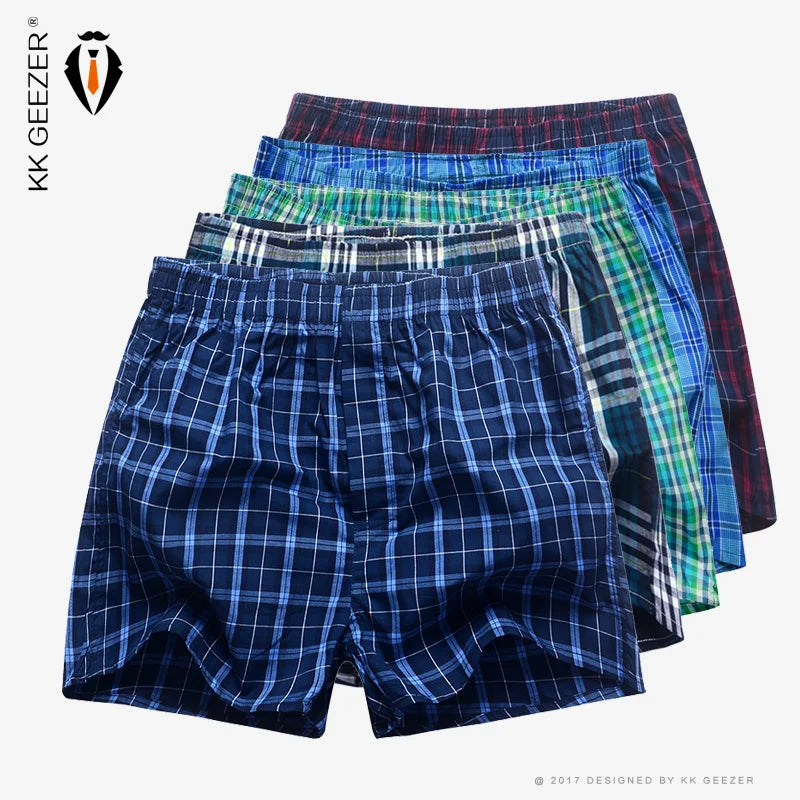 5 Pcs/Lot Mens Underpants Boxers Plaid Shorts 100% Cotton Fashion Underwear Soft Boxer Male Panties Comfortable Breathable San Remo