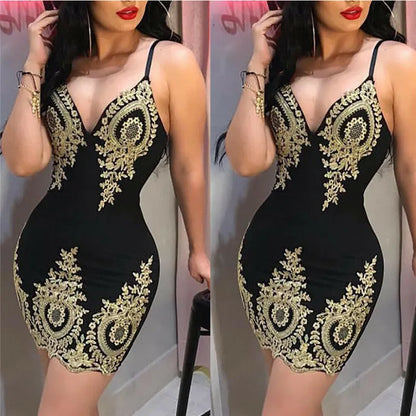 Printed Party Dress  Sleeveless  Bodycon Evening