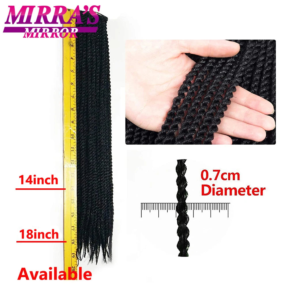 Mirra's Mirror Senegalese Twist Crochet Hair 6Packs 14" 18" Crochet Braids For Black Women 30 Strands/Pack Black Dark Brown San Remo