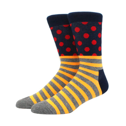 Men Socks  Colorful Cotton Geometric Lattice stripe