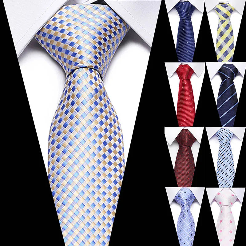 Luxury Wedding Ties 7.5cm Men's Classic Tie Silk Jacquard Woven Tie Set Business Necktie Accessories Men Necktie San Remo Shops