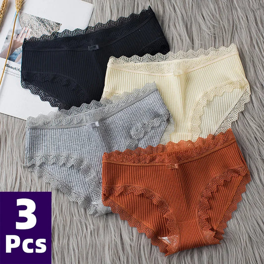 Cotton Panties Women Comfortable Underwears Sexy Middle-Waisted Underpants Female Lingerie Big Size Ladies Briefs 3PCS/lot San Remo