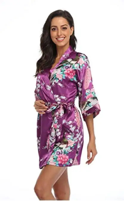 Fashion Satin Robe Female Bathrobe Sexy peignoir femme Silk Kimono Bride Dressing gown sleepwear Night Grow For Women