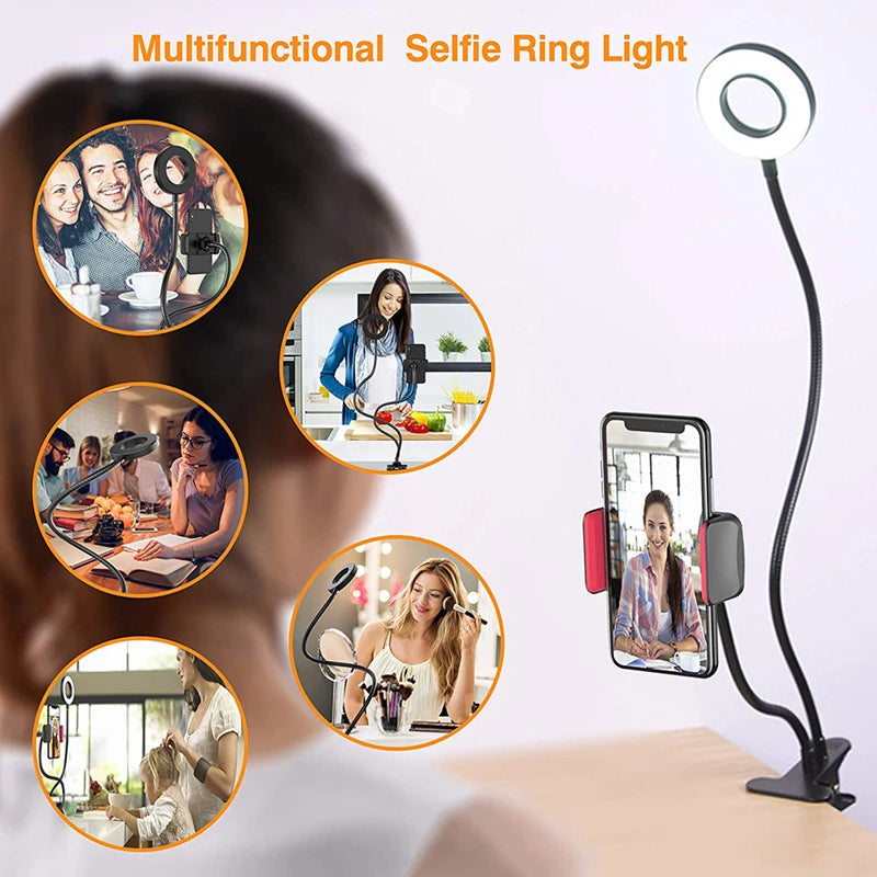 2024 Selfie Ring Light With Flexible Mobile Phone Holder Lazy Bracket Desk Lamp LED For Youtube Live Stream Office Kitchen Stand San Remo Shops