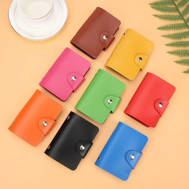 1PCS PU leather soft card holder color multi-card holder male and female bank card holder simple travel solid color small gift San Remo