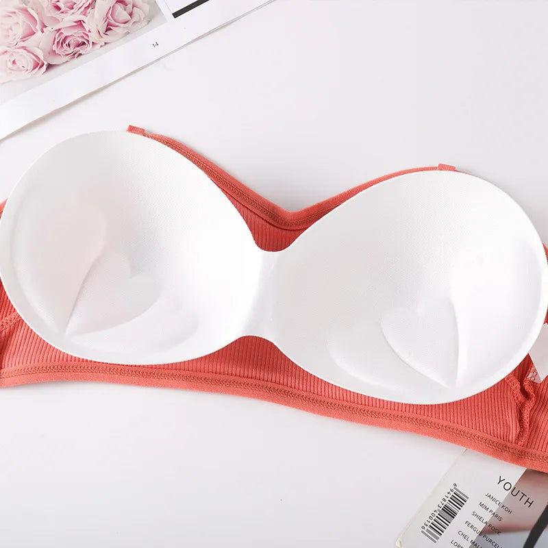 Women Sexy Tube Tops Strapless Bra Crop Top Back Closure Bandeau Top Soft Comfort Padded Underwear Female Wrap Top San Remo