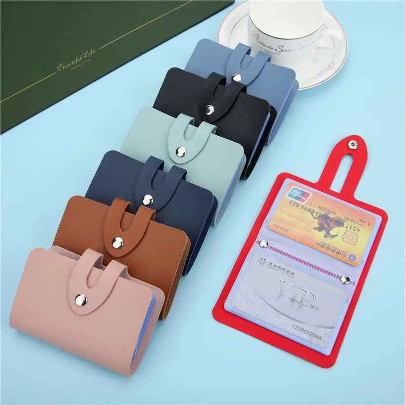 1PCS PU leather soft card holder color multi-card holder male and female bank card holder simple travel solid color small gift San Remo